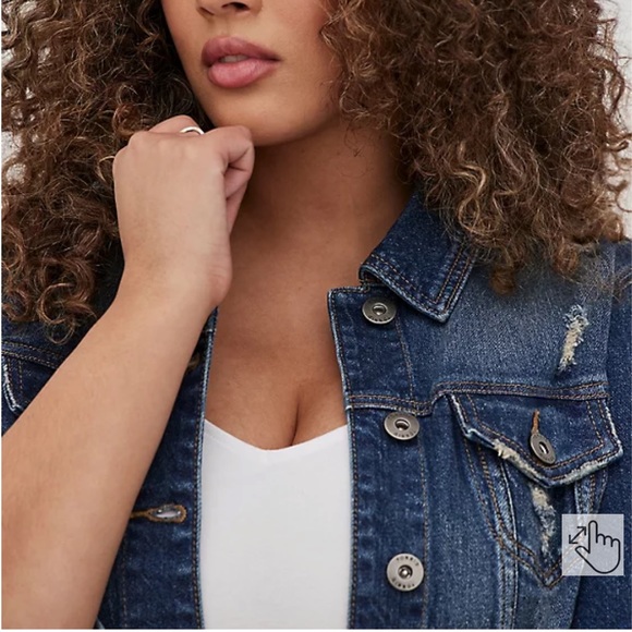 💙NWT Torrid Distressed Longline Medium Wash Denim Jacket 3X💙 - Picture 6 of 9